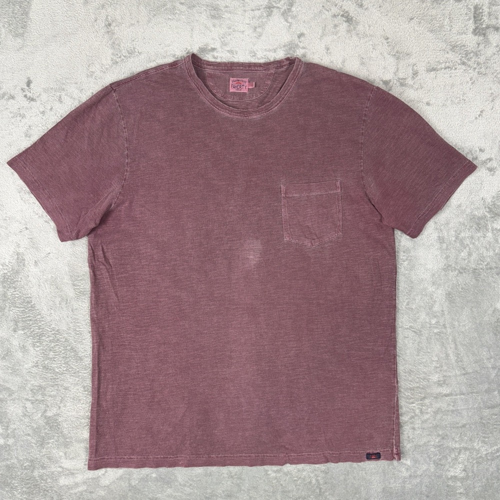 FAHERTY Men's Heather Pocket Tee T-Shirt L Purple 100% Organic‎ Cotton Comfort